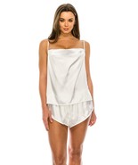 Women&#39;s Ivory Satin Pajama Short Set - £12.77 GBP