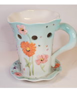 Yankee Candle Tea Coffee Cup Mug Saucer Tea Light Tart Warmer 6.5in Blue... - £18.99 GBP
