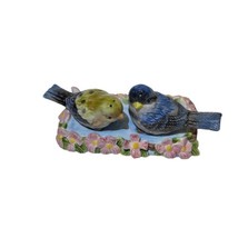 GANZ Salt &amp; Pepper Bird Shakers in Bird Bath Stand colorful ceramic Flowers - $22.73