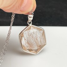 Gold Rutilated Quartz Crystal Necklace Star of David Pendant Pendant 072947 - £44.81 GBP