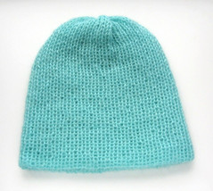 light minty mohair beanie, womens mohair hat, size S - 54 cm - £9.32 GBP