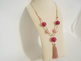 I.n.c. Gold-Tone Bead &amp; Wrapped Ball Long Tassel Necklace Q609 $34 - £11.37 GBP