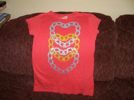 The Children&#39;s Place Hearts in Chains Orange T-Shirt Size 10/12 Girls EUC - £9.73 GBP