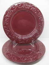 Demdaco Sapore Deb Hrabik Set Of 2 Hand Painted Red 10 3/4&quot; Dinner Plates  EUC - £46.92 GBP