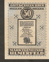 Austria Gutschein d. Marktgemeinde ULMERFELD 30 heller 1920 Austrian Notgeld - £2.34 GBP