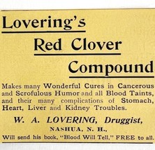 Lovering&#39;s Red Clover Medicine 1894 Advertisement Victorian Medical ADBN1L - £10.19 GBP
