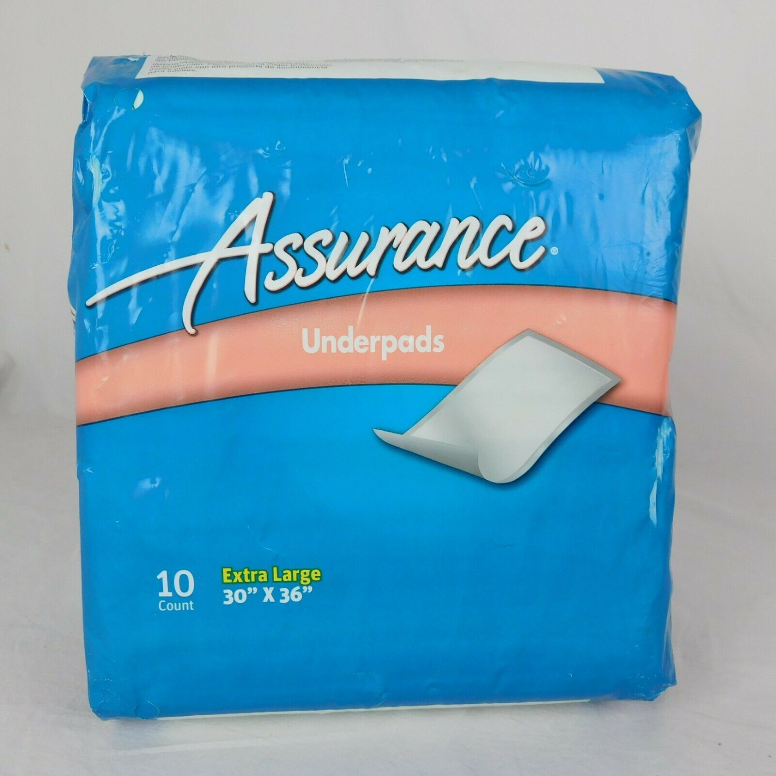 NOS Assurance Underpads Extra Large 10 Count 30" x 36" Liquid Absorption Adult - $5.95
