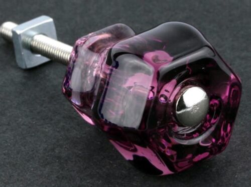 2 Glass Cabinet Knobs Amethyst Purple Vintage Victorian Depression Era S... - $12.71