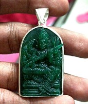 Goddess Saraswati Australian Green Jade Gemstone pendant Antique Handicrafts - £214.33 GBP