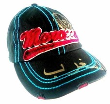 Vtg Atlas Ambassador Embroidered baseball Cap Hat Ripped Brim Morocco Lo... - $25.13
