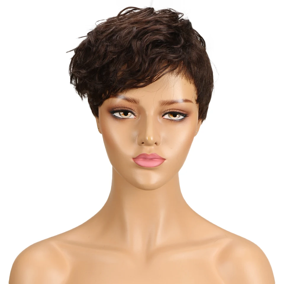 Pixie Cut Wig Short Human Hair Wigs For Women 4 Highlight Brazilian Hair Wi - £27.92 GBP