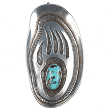 Vintage Native American Overlay Silver and turqoise pendant - $343.04