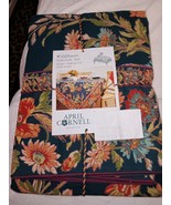 APRIL CORNELL WILDFLOWER TEAL FLORAL PATTERN TABLECLOTH 60&quot;X84&quot; 100% COT... - $39.59