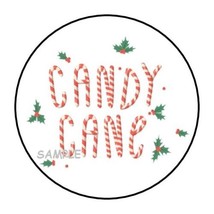 30 CANDY CANE ENVELOPE SEALS LABELS STICKERS 1.5&quot; ROUND CHRISTMAS HOLLY - £5.96 GBP