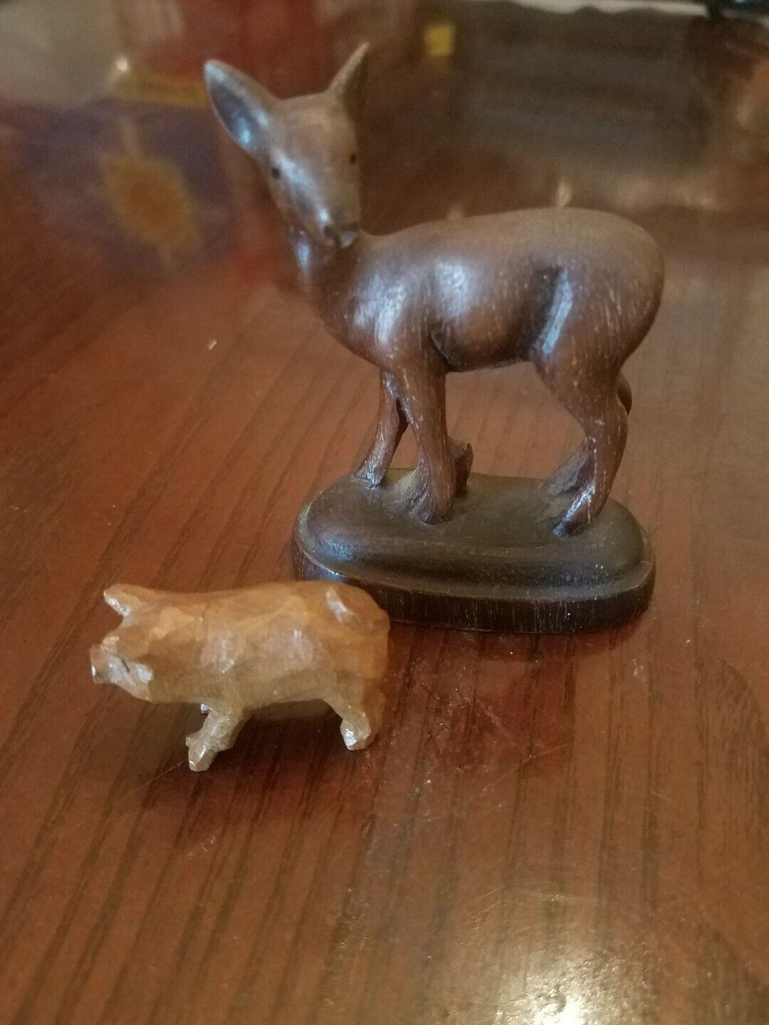 small Deer and Pig Figurines wooden-Very Nice Looking-SHIPS N 24 HOURS - $34.53