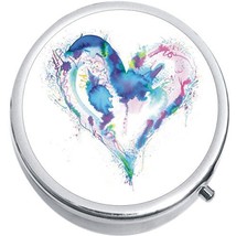 Watercolor Heart Medicine Vitamin Compact Pill Box - $9.78