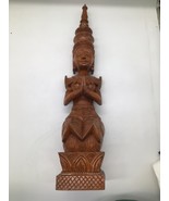 Vintage Hand Carved Thai Wooden Statue Praying Woman Figurine 26” Tall - €765,10 EUR