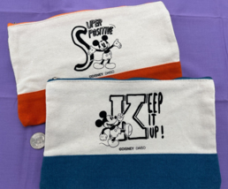 Disney Mickey Mouse Flat Pouch Bundle - Classic Blue/B+W, and Orange/B+W - £47.37 GBP