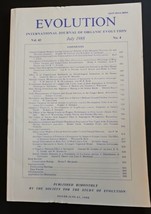 International Journal of Organic Evolution July 1988 Vol 42 No 4 Pg 649-848 - £23.25 GBP