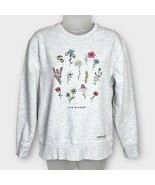 LIFE IS GOOD flower floral gray heather crewneck sweatshirt size small - €21,40 EUR