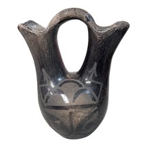 Vintage Native American Tesuque Pottery Wedding Vase No Signature 7&quot; Gre... - £41.91 GBP