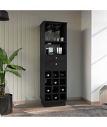 Black Classic Bar Cabinet: 2 Drawers, 12 Wine Bottles - $3,598.27 MXN