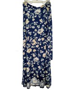 NWT DOUBLJU Floral Faux Wrap Maxi Skirt Size M Buttery Soft Blue Beach R... - $33.83 CAD