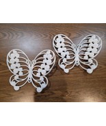 Set Of 2 Vintage 1970s Butterflies Wall Decor Burwood #1629 Off White - $24.68 CAD