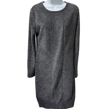 Lou &amp; Grey Womens M Plush scoop Dress gray long sleeves zip black knee s... - $30.63