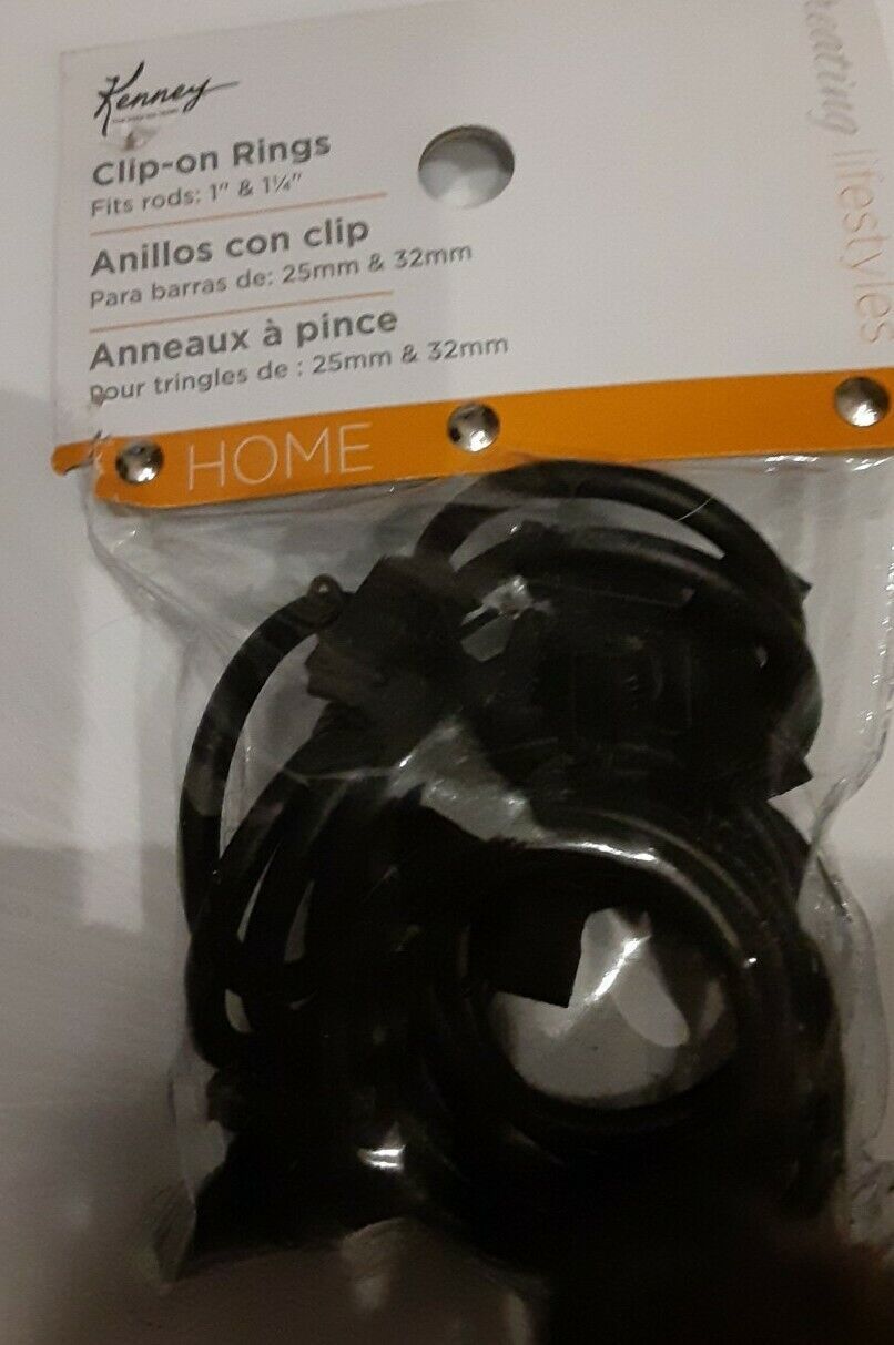 Kenney Window Curtain Clip-on Rings black new in package - $4.95