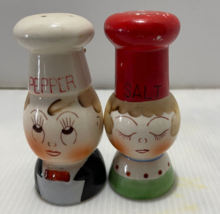 Vintage Napco Japan Anthropomorphic Egg Head Him Her Chef Salt &amp; Pepper ... - $18.95