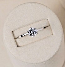 1.25Ct Round Cut Lab-Created Diamond Women Engagement Ring 14K White Gold Plated - £78.40 GBP