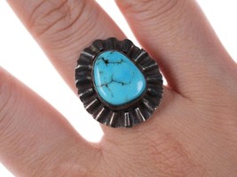 sz7 Native American sterling and turquoise ring - £59.21 GBP