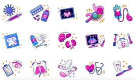 Medical 20 Icon stickers pack instant download svg,png,psd,eps,jpeg - £3.58 GBP