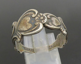 AVON 925 Sterling Silver - Vintage Love Hearts Adjustable Ring Sz 10 - RG24672 - £28.26 GBP