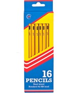#2 PENCILS Woodcase No. 2 HB hard Black 16 ct Real Wood YELLOW number 2 ... - £12.97 GBP