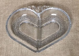 Vintage Duncan And Miller Bubble Pattern Glass Heart Candy Nut Divided Dish - £7.89 GBP