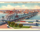Governement Ponte E Roller Dam Davenport Iowa Ia Unp Lino Cartolina Y10 - $3.03