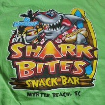 Shark Bites Beach Bar Landmark Resort Myrtle Beach Tee Shirt Medium Neon Green - £28.12 GBP