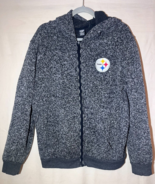 Pittsburgh Steelers NFL SZ L Full Zip Up Gray Fleece Lined Hoodie Sweate... - $470.99 MXN