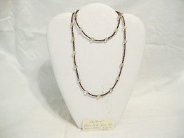 Vtg Olivia Necklace 1920&#39;s gold glass seed beads &amp; 1930&#39;s Austrian crystals 30&quot; - £14.38 GBP