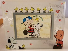 Snoopy Peanuts Charlie Brown glass picture frame Everwin Hong Kong NEW I... - $36.99