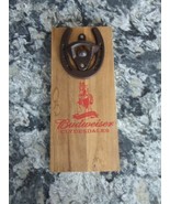 Budweiser Clydesdales Cast Iron Horseshoe &amp; Wood Wall Mount Beer Bottle ... - £11.67 GBP