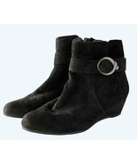 Ladies Black Suede IMPO Boots, Wedge Heels, Size 8M, Zippered, Silver Bu... - $923.23 MXN