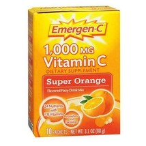 Emergen-C NEW Super Orange Fizzy Drink Mix Immune Vitamin C &amp; D &amp; Zinc 10 pack - £11.03 GBP