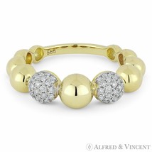 Authenticity Guarantee 
0.32ct Diamond Pave &amp; Ball Stackable Band 14k Yellow ... - £1,118.38 GBP