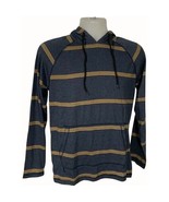 PX Clothing Mens Navy Yellow Striped Hoodie Tee NEW Small Kangaroo Pouch - $32.76