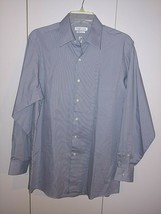 Van Heusen Men&#39;s Ls BLUE/WHITE Pinstripe Dress SHIRT-15.5 X 32/33-WORN ONCE-NICE - £7.90 GBP