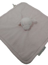 Blankets & Beyond Pink sleeping lamb Baby Security Blanket gray zigzag stitching - $12.46