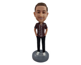 Custom Bobblehead Fashionable dude wearing a nice opened button-down shirt with  - £70.97 GBP